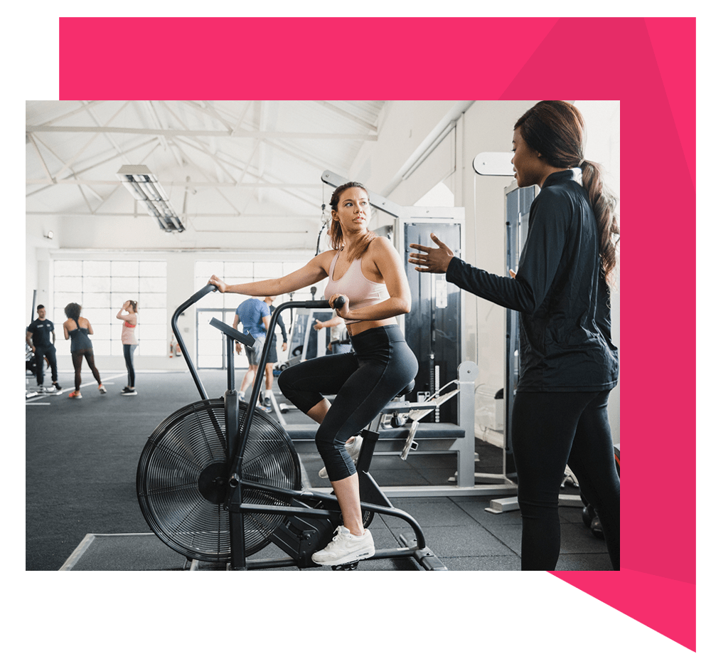 Women on cycling machine